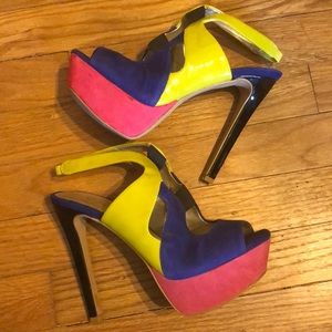Jessica Simpson Color Block Hi Heels Pink Purple